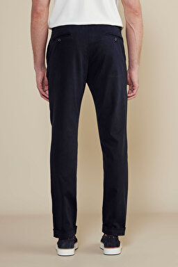 Premium Essentials Lyocell Karışımlı Parça Boya Chino Pantolon - Lacivert (görsel 4)