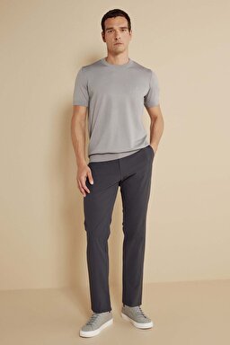 Standart Fit Düz Paça Fileto Cepli Performans Pantolon - Antrasit