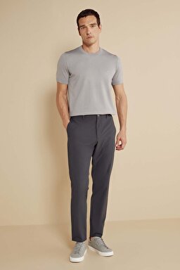 Standart Fit Düz Paça Fileto Cepli Performans Pantolon - Antrasit (görsel 2)