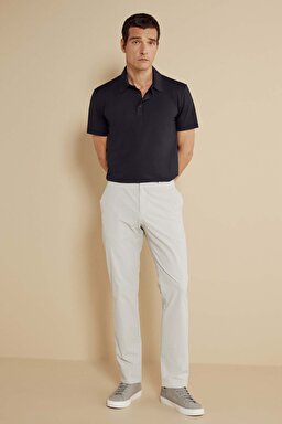 Standart Fit Düz Paça Fileto Cepli Performans Pantolon - Taş