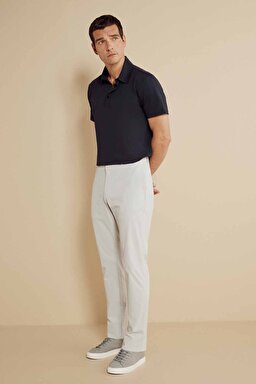 Standart Fit Düz Paça Fileto Cepli Performans Pantolon - Taş (görsel 3)