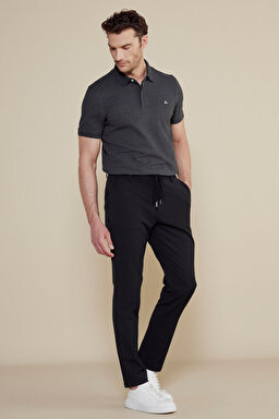 İpli Jogger Pantolon - Siyah