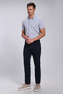 Pamuk Karışımlı Normal Bel Slim Fit Düz Parça  5 Cepli Pantolon - Lacivert