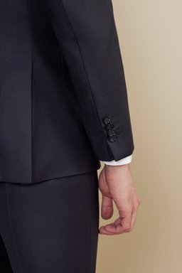 %100 Yün Mono Yaka Slim Fit Torba Cep Takım Elbise - Lacivert (görsel 7)