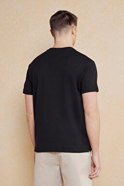 Kolu Patch Logolu Bisiklet Yaka Erkek T-Shirt - Siyah (görsel 5)