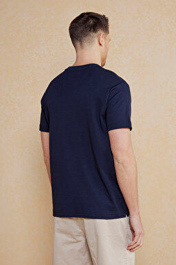 Kolu Patch Logolu Bisiklet Yaka Erkek T-Shirt - Lacivert (görsel 5)