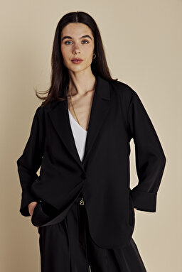 Mono Kapama Blazer Ceket - Siyah
