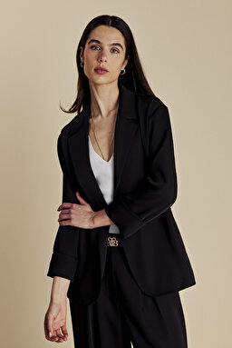 Mono Kapama Blazer Ceket - Siyah (görsel 2)