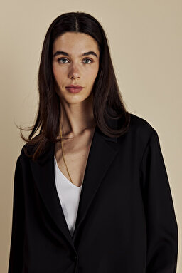 Mono Kapama Blazer Ceket - Siyah (görsel 4)