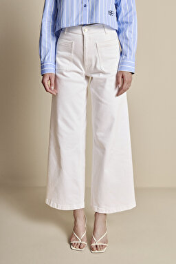 Yüksek Bel Wide Leg Sailor Denim - Kırık Beyaz (görsel 3)