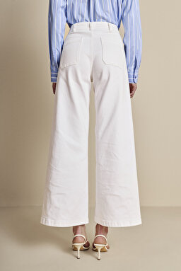 Yüksek Bel Wide Leg Sailor Denim - Kırık Beyaz (görsel 5)