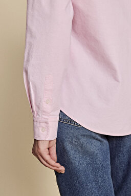 %100 Pamuk Logo Nakışlı  Oxford Gömlek - Pembe (görsel 6)