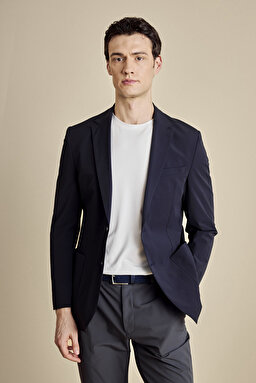 Mono Yaka Torba Cep Slim Fit Performans Ceket - Lacivert