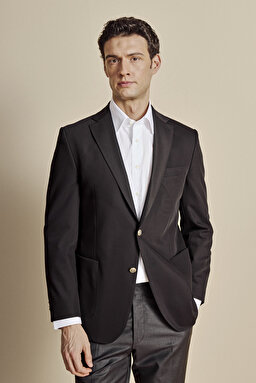 Mono Yaka Torba Cep Slim Fit Ceket - Siyah (görsel 2)