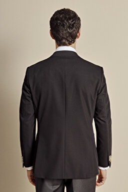 Mono Yaka Torba Cep Slim Fit Ceket - Siyah (görsel 6)