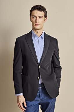Mono Yaka Torba Cep Slim Fit Ceket - Lacivert (görsel 2)
