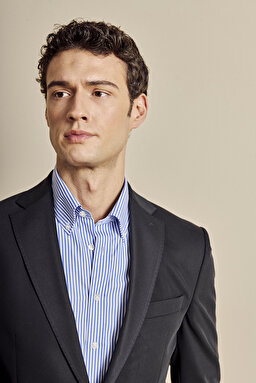 Mono Yaka Torba Cep Slim Fit Ceket - Lacivert (görsel 5)