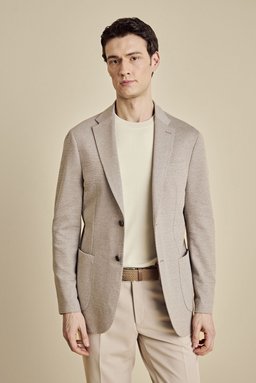 Mono Yaka Torba Cep Regular Fit Örme Ceket - Vizon (görsel 2)
