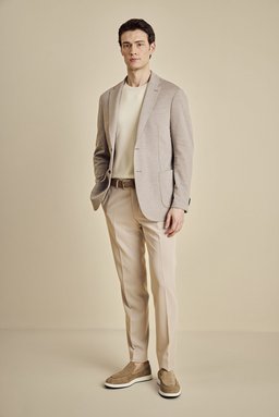 Mono Yaka Torba Cep Regular Fit Örme Ceket - Vizon (görsel 3)