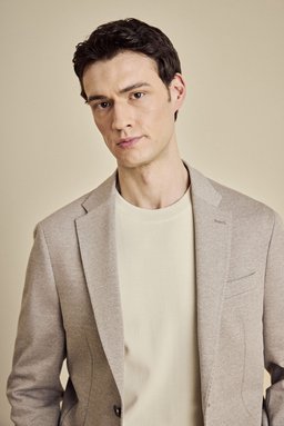Mono Yaka Torba Cep Regular Fit Örme Ceket - Vizon (görsel 4)