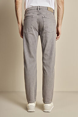 5 Cep Tapered Fit Denim Pantolon - Gri (görsel 5)