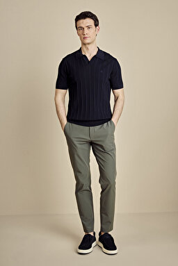 Düğmesiz Polo Yaka Rayon Kazak - Lacivert (görsel 3)