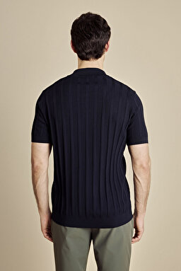 Düğmesiz Polo Yaka Rayon Kazak - Lacivert (görsel 5)