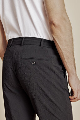 Yan Beli Lastikli Gofre Jogger Pantolon - Siyah (görsel 6)