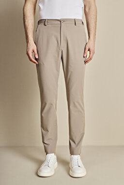 İçten Bağcıklı Slim Fit Jogger Performans Pantolon - Bej (görsel 3)