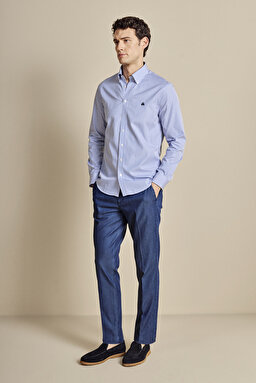 Yan Cepli Denim Görünümlü Pantolon - Lacivert (görsel 2)