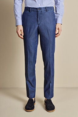 Yan Cepli Denim Görünümlü Pantolon - Lacivert (görsel 3)