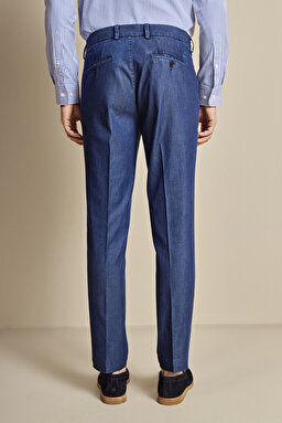Yan Cepli Denim Görünümlü Pantolon - Lacivert (görsel 5)