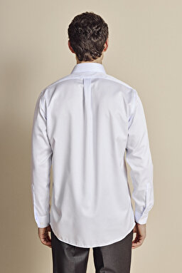 Klasik Yaka Regular Fit Çizgili Non Iron Gömlek - Mavi-Beyaz (görsel 6)