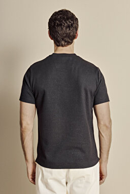 Bisiklet Yaka Köpük Tshirt - Siyah (görsel 5)