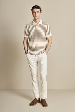 Polo Yaka Çizgili T-shirt - Ekru-Bej (görsel 3)