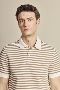 Polo Yaka Çizgili T-shirt - Ekru-Bej (görsel 4)