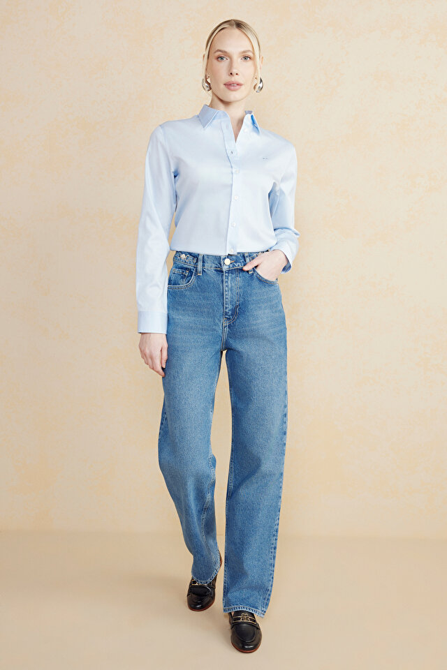 Metal Toka Detaylı Straight Fit Denim Pantolon BBFW24FDP004115